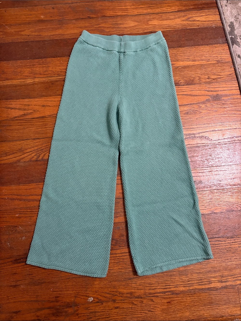 Free People Beach Hailee Waffle Knit Sweater Pants Green Size Small